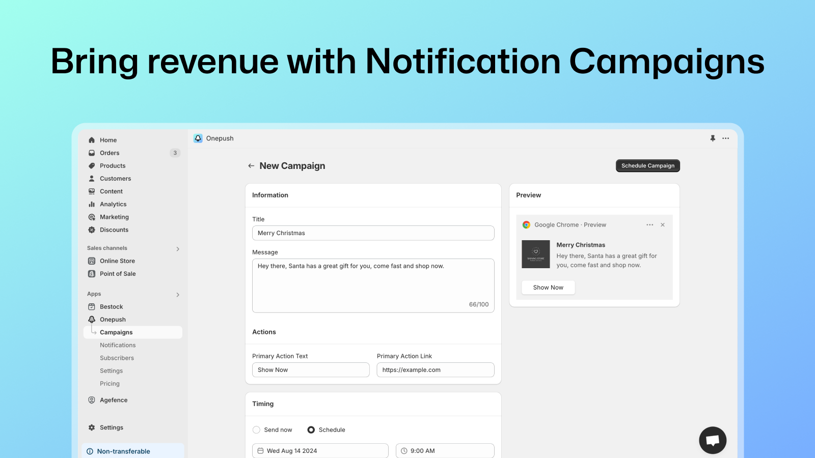 onepush push notification campaign creation
