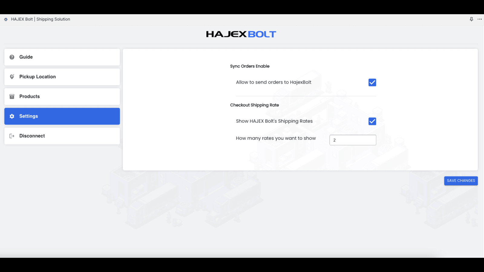 Config Shipping rates and Order sync with Hajexbolt