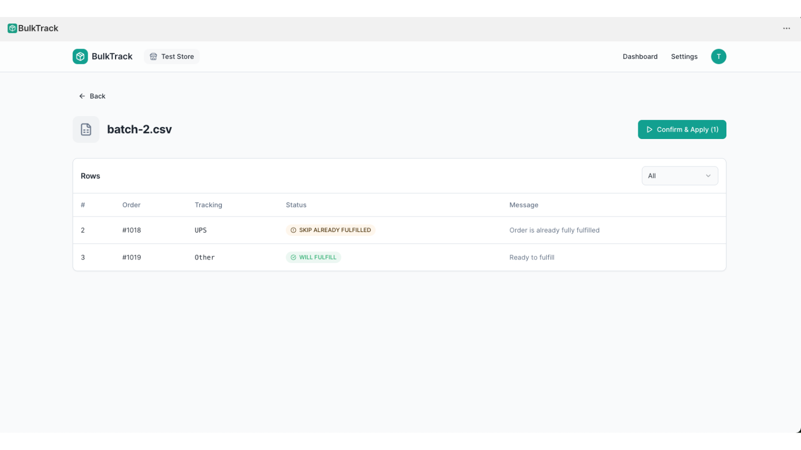 step two validate csv