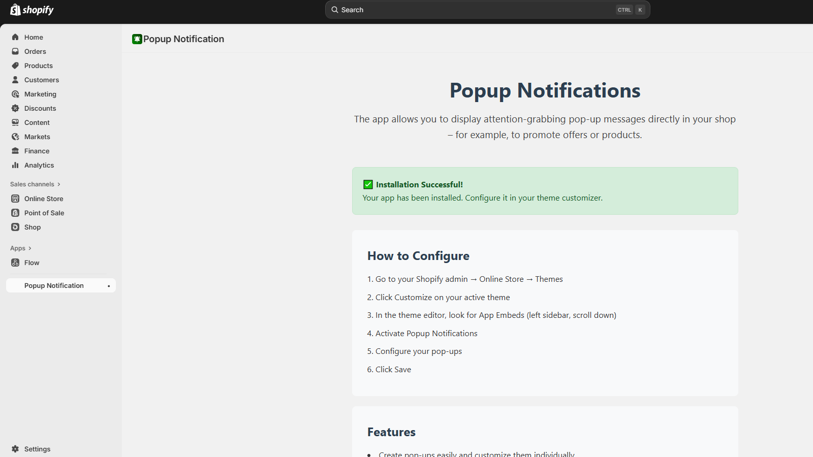 App after installation