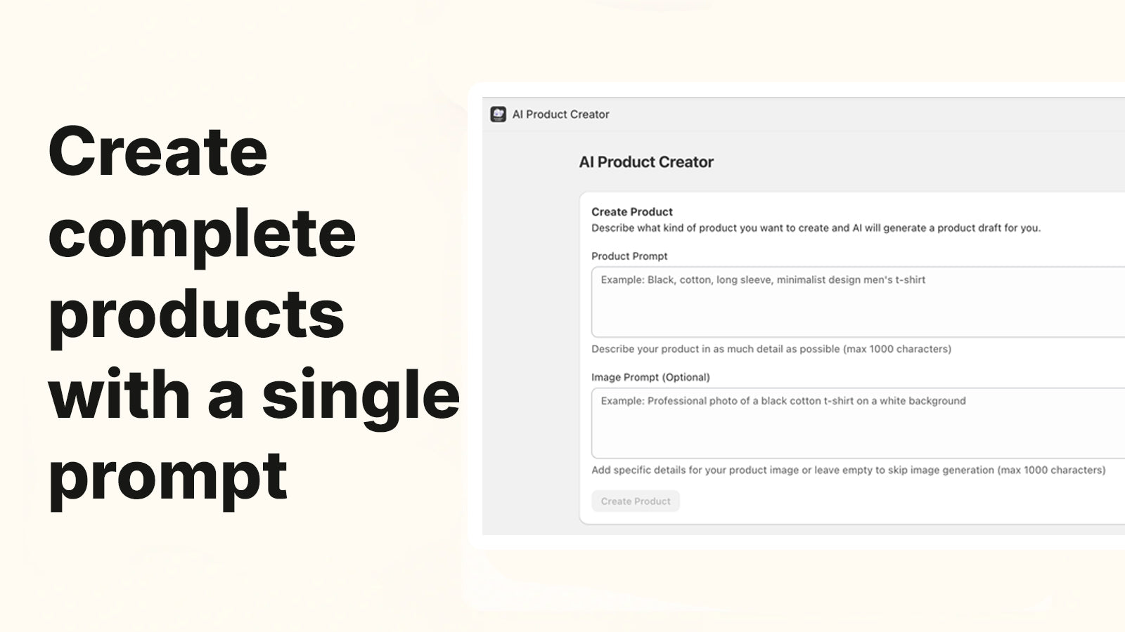 Product tag, options & variant suggestion panel powered by AI