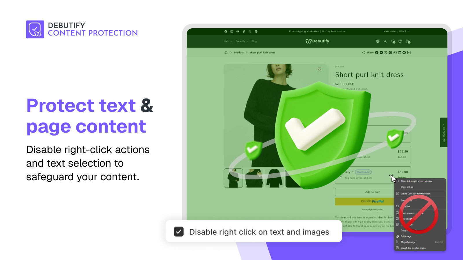 Protect text and page content