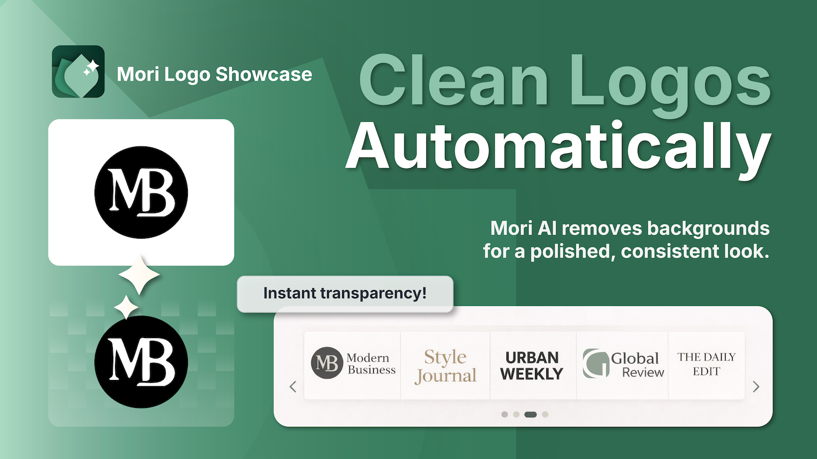 Automatic logo background removal and many formatting options.