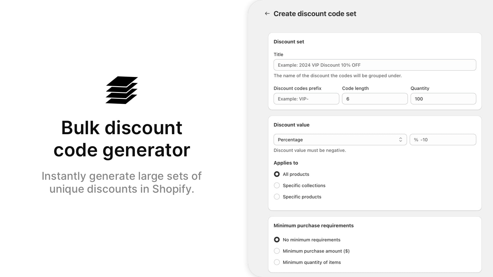 bulk discount code generator