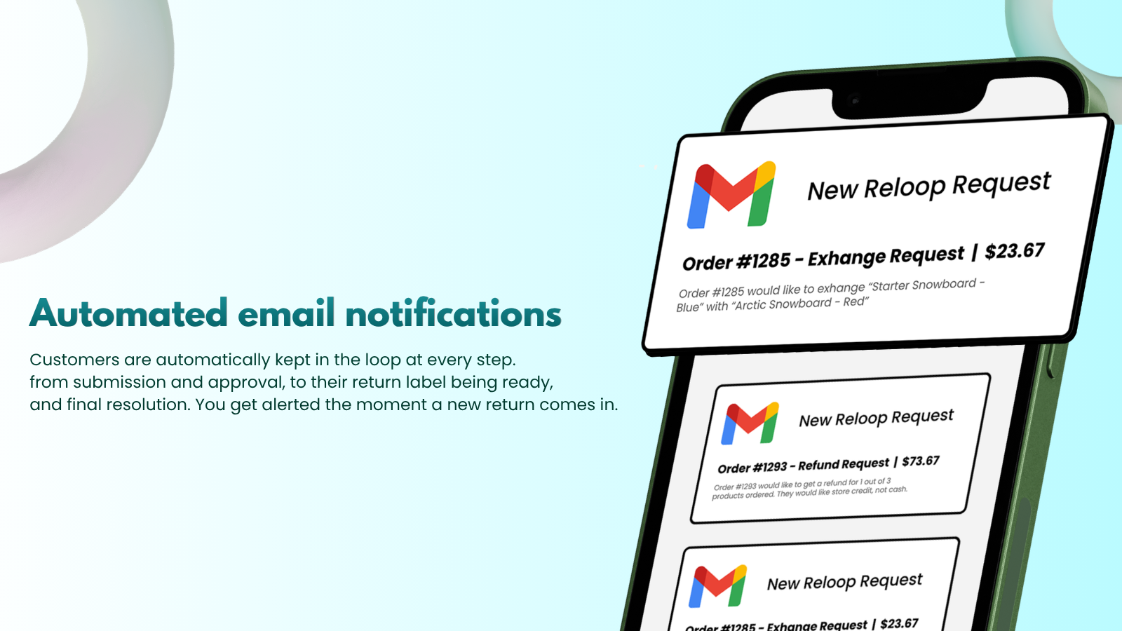 Automated email notifications for every return update