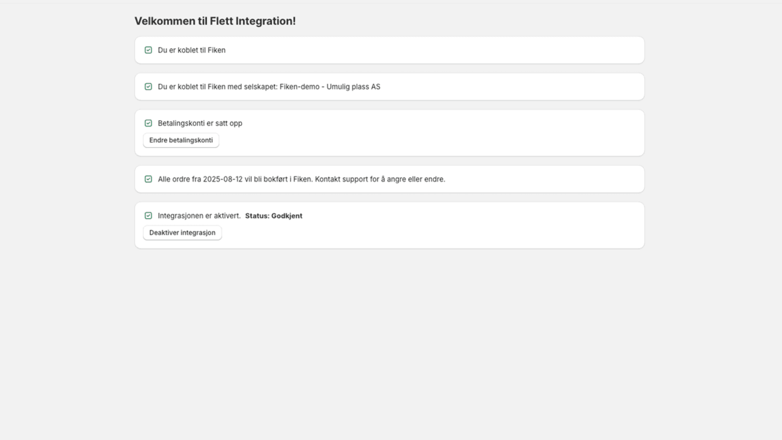 Fiken Shopify integrasjon forside
