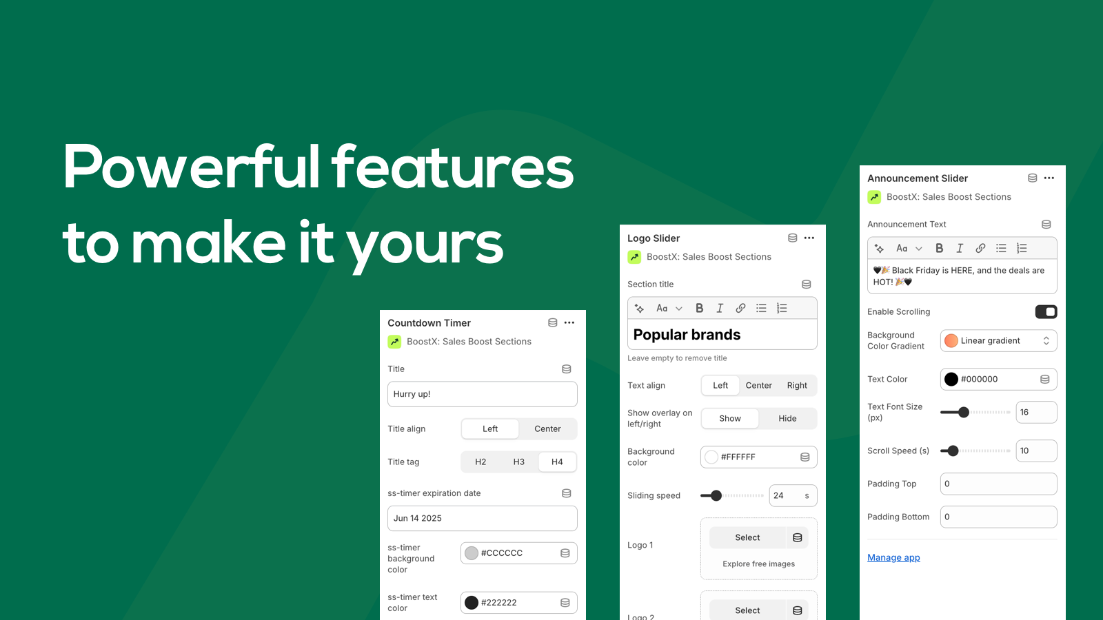 Comprehensive sections customizations