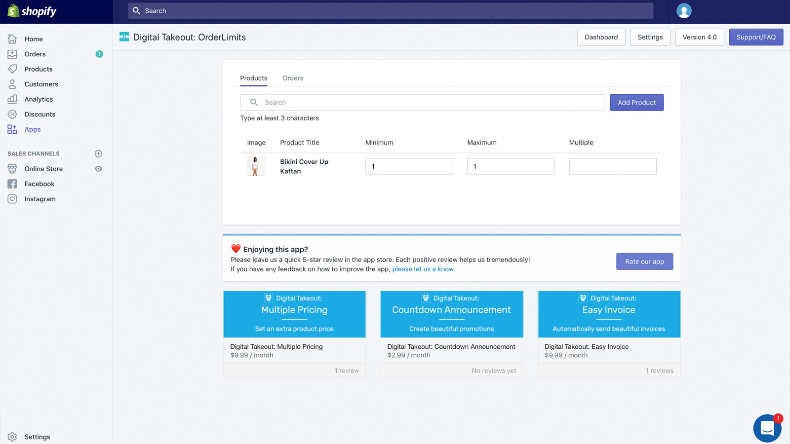 Set order requirements