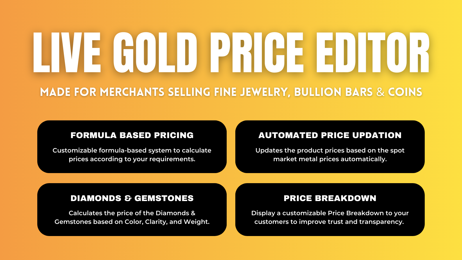 Live Gold Price Editor | Link metal prices to product prices.