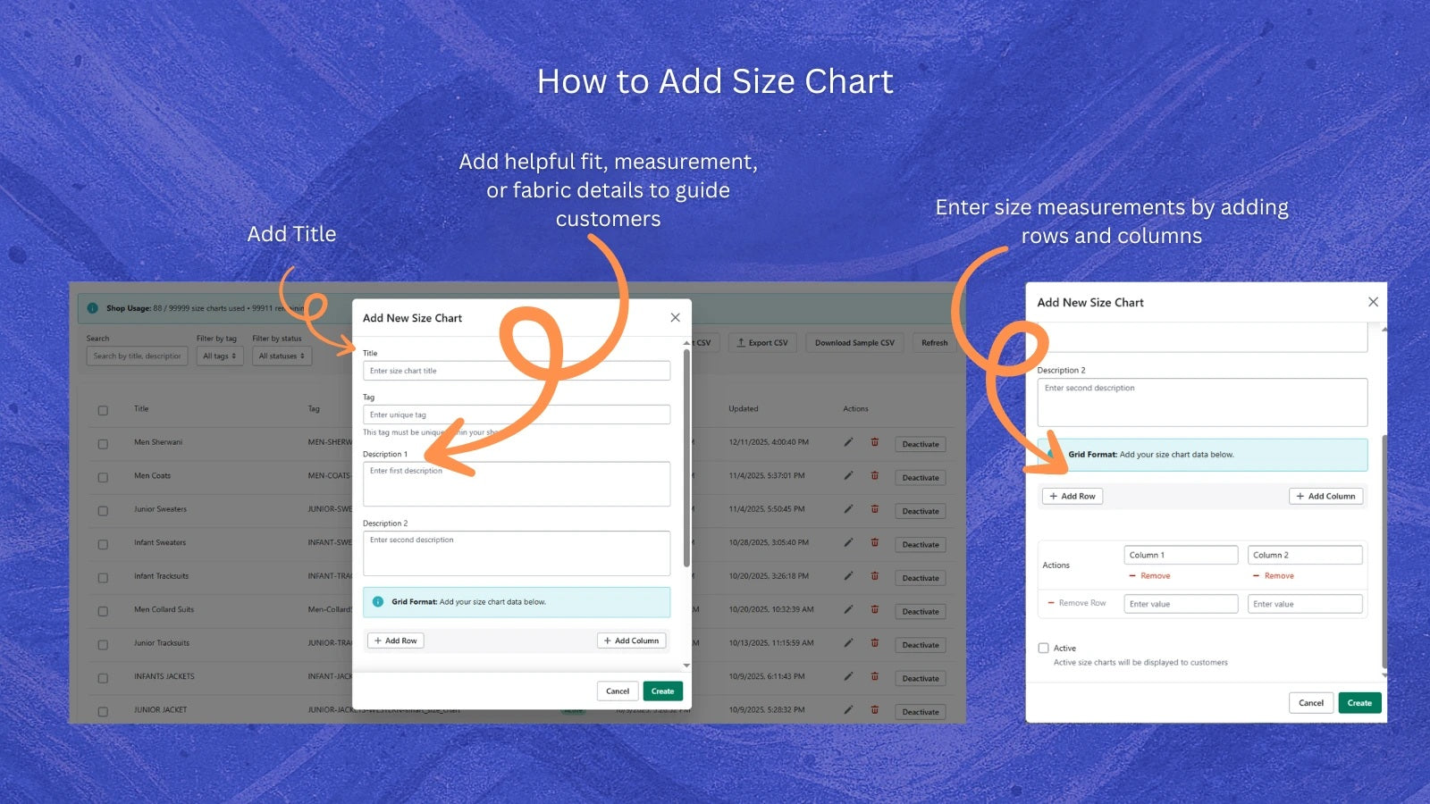 add size charts