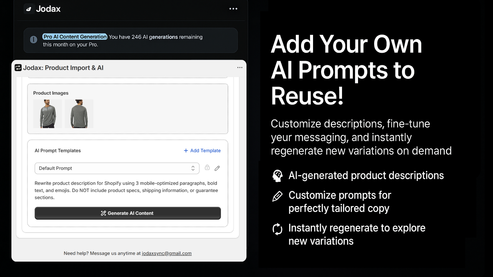 Add your own AI prompts to reuse