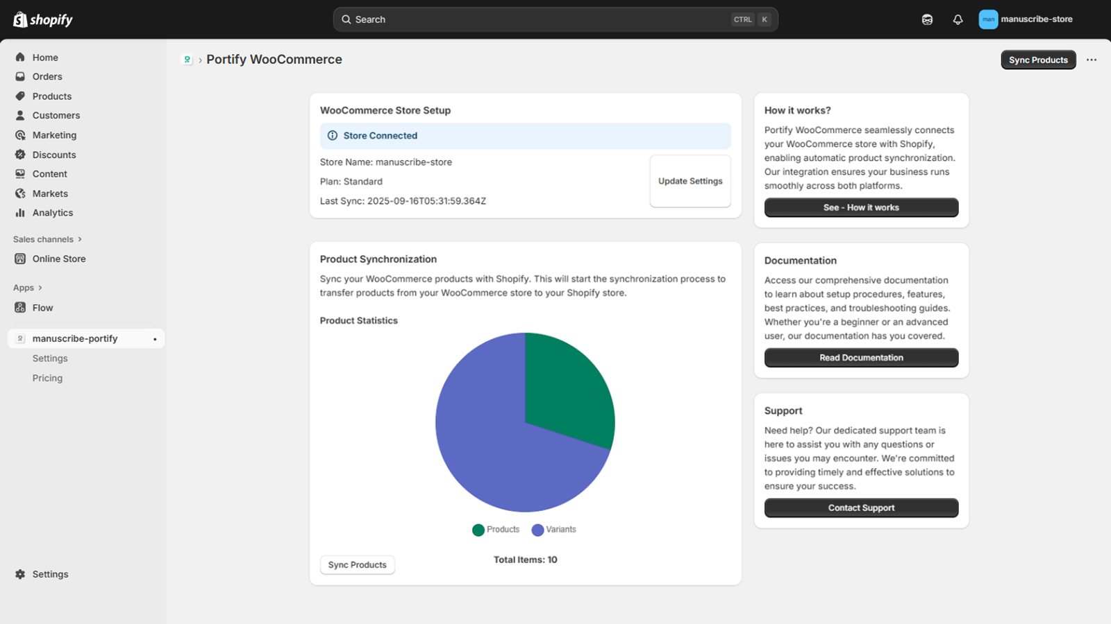 Sync overview screen