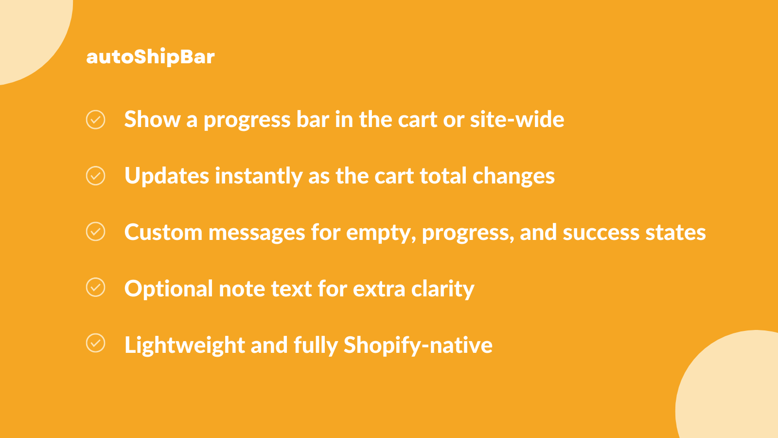 Free shipping bar features shown in Shopify app