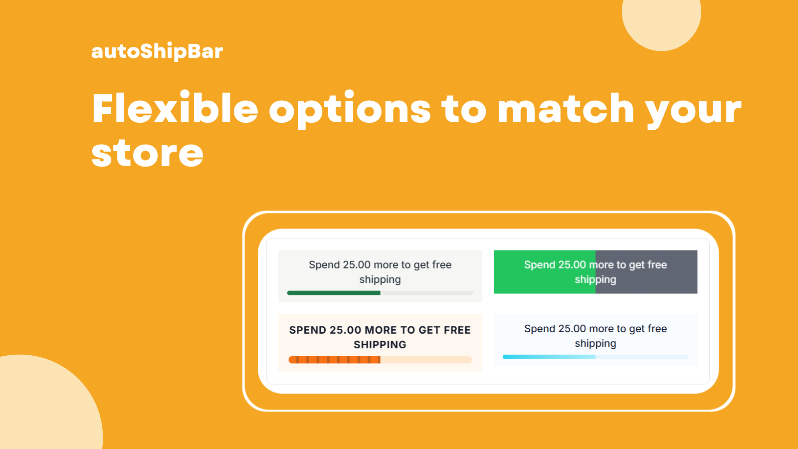 Customisable free shipping progress bar styles