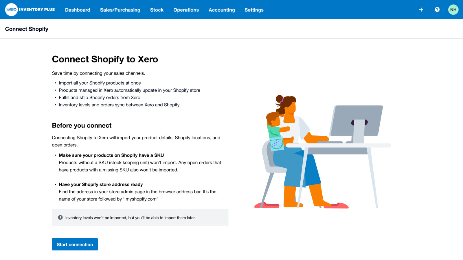 Shopify onboarding onto Xero Inventory Plus