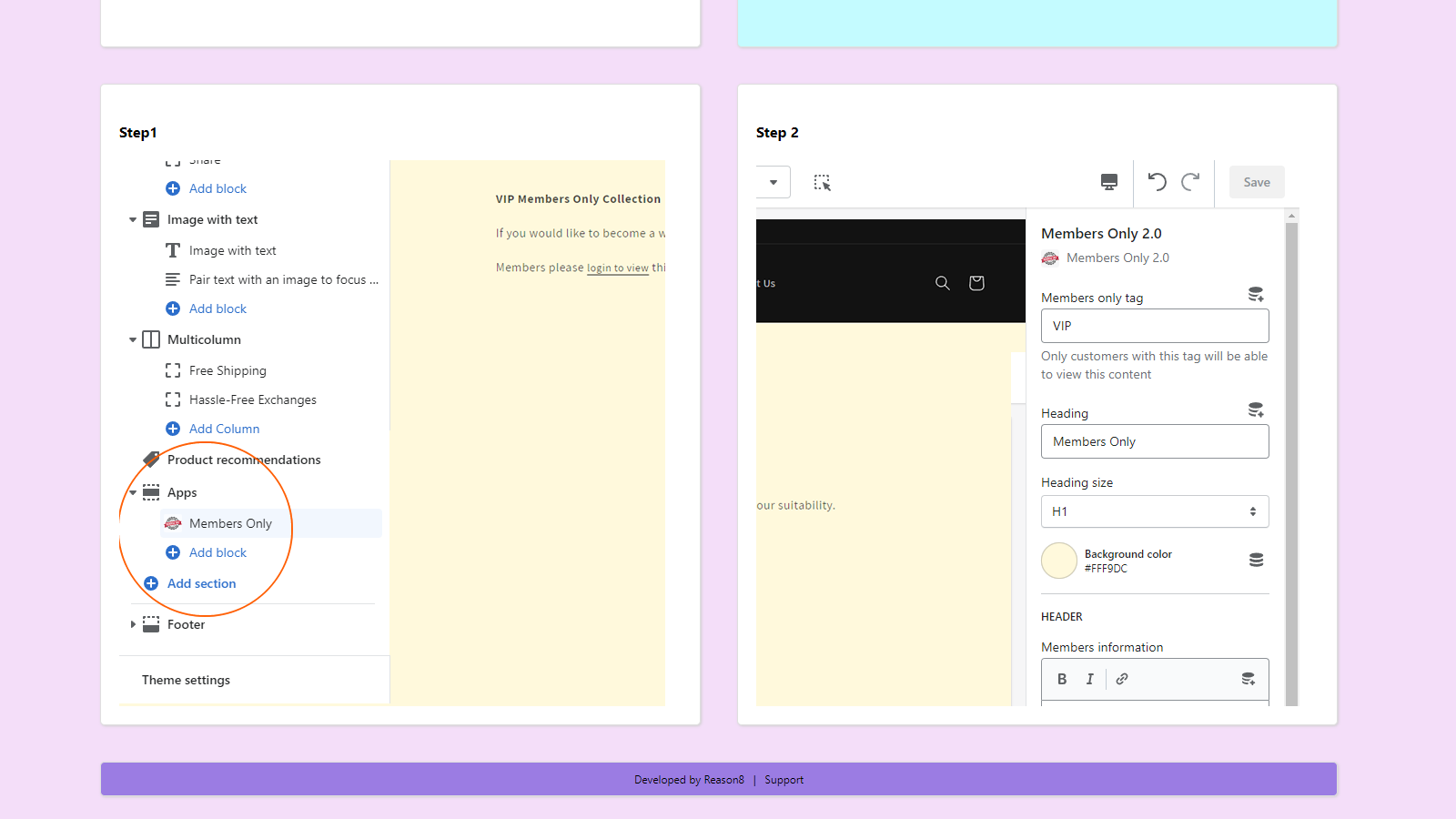 App's admin interface 2