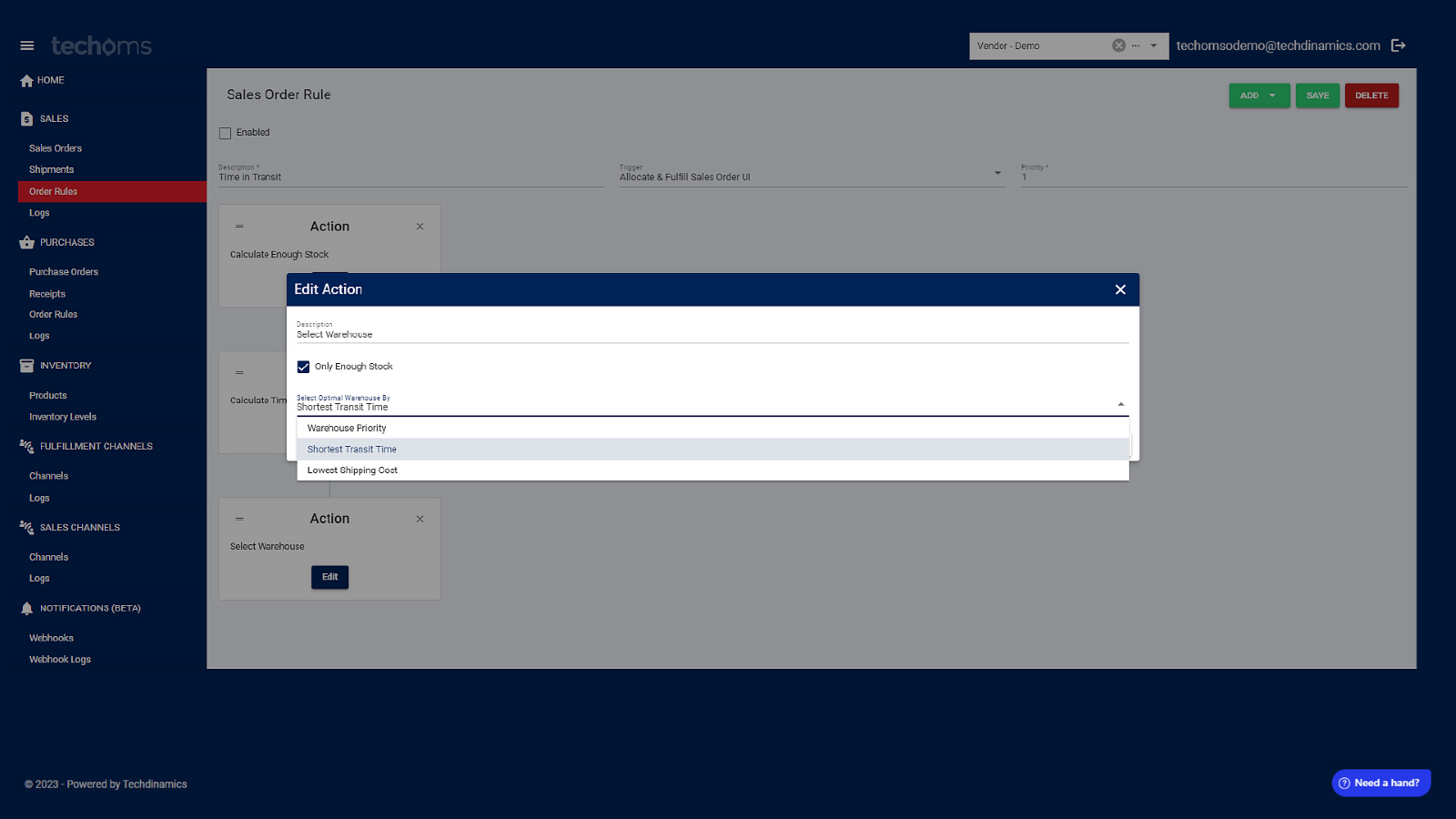 Time in Transit Order Routing