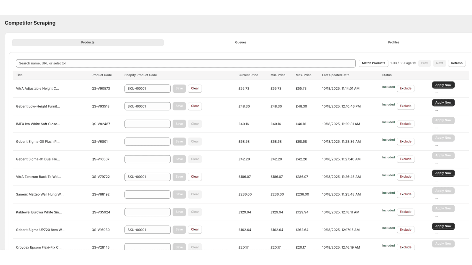 Fx Smart Pricing - Competitor Scraping Console