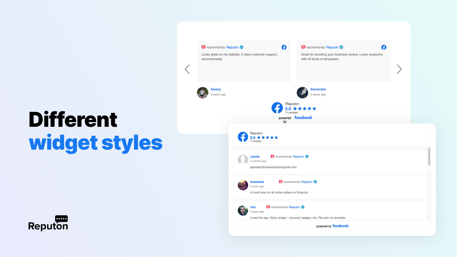 Shopify Facebook reviews list