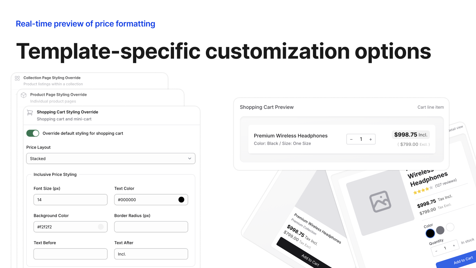 Template-specific customization options