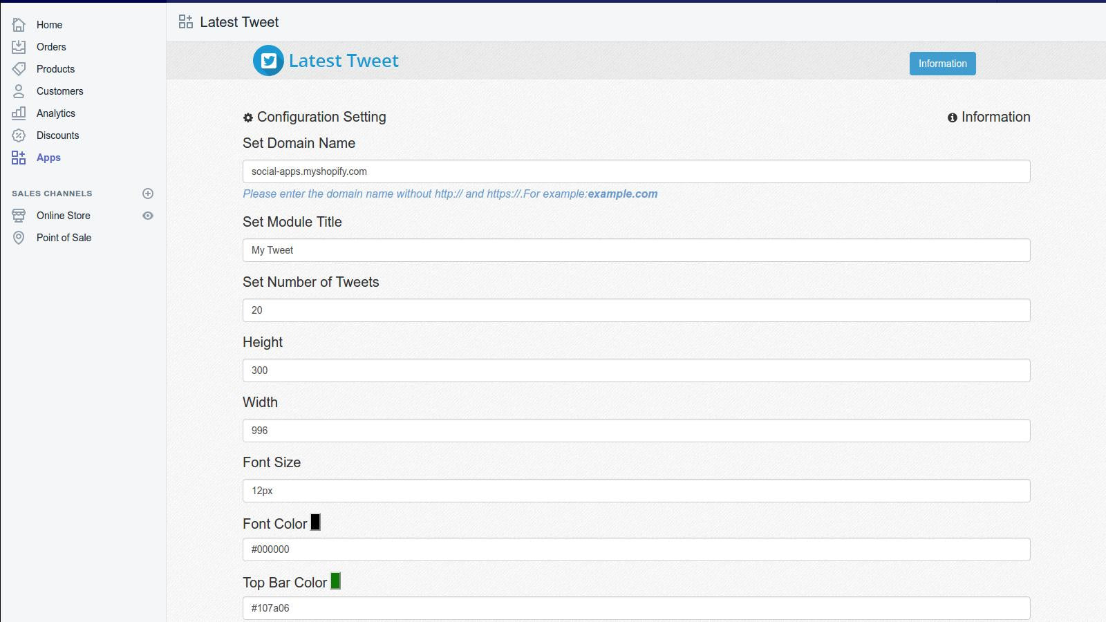 Twitter configuration