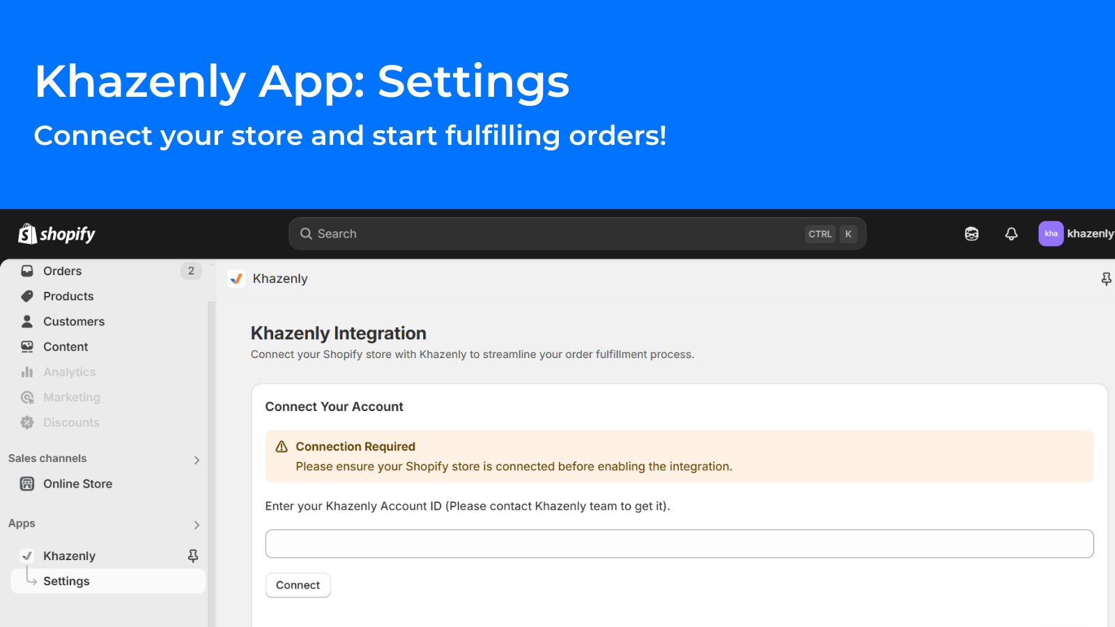 Khazenly app settings page