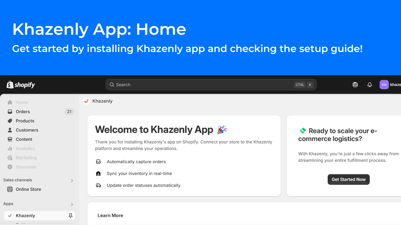 Khazenly app home page