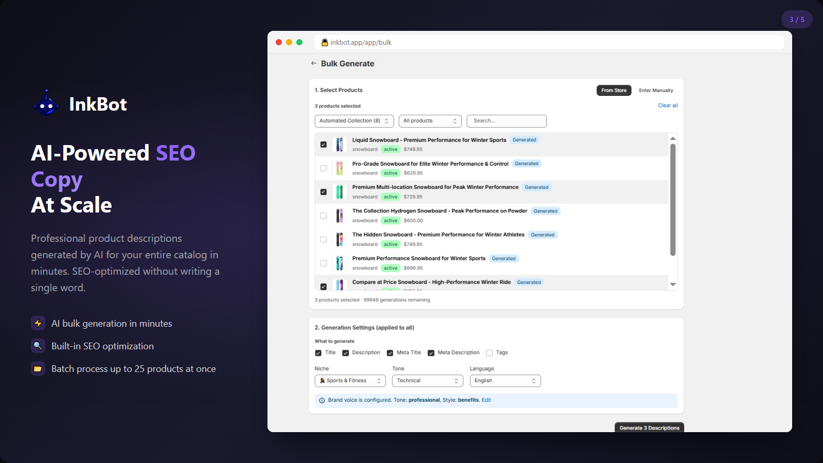 Bulk AI-generated SEO product descriptions at scale