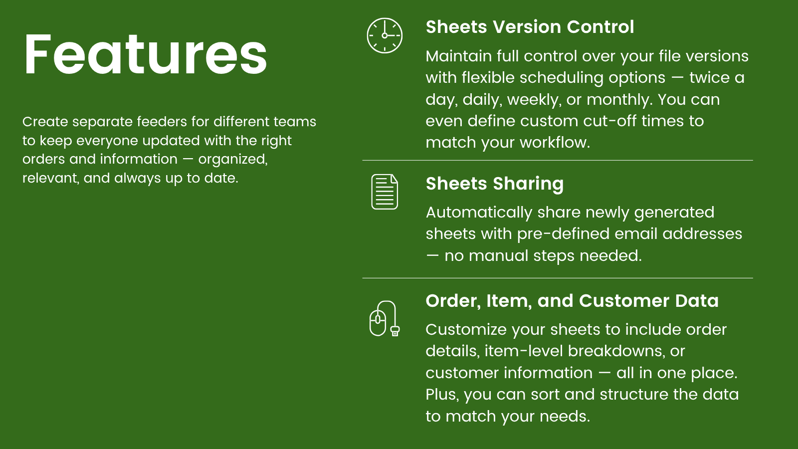 Sheets Feed Features 