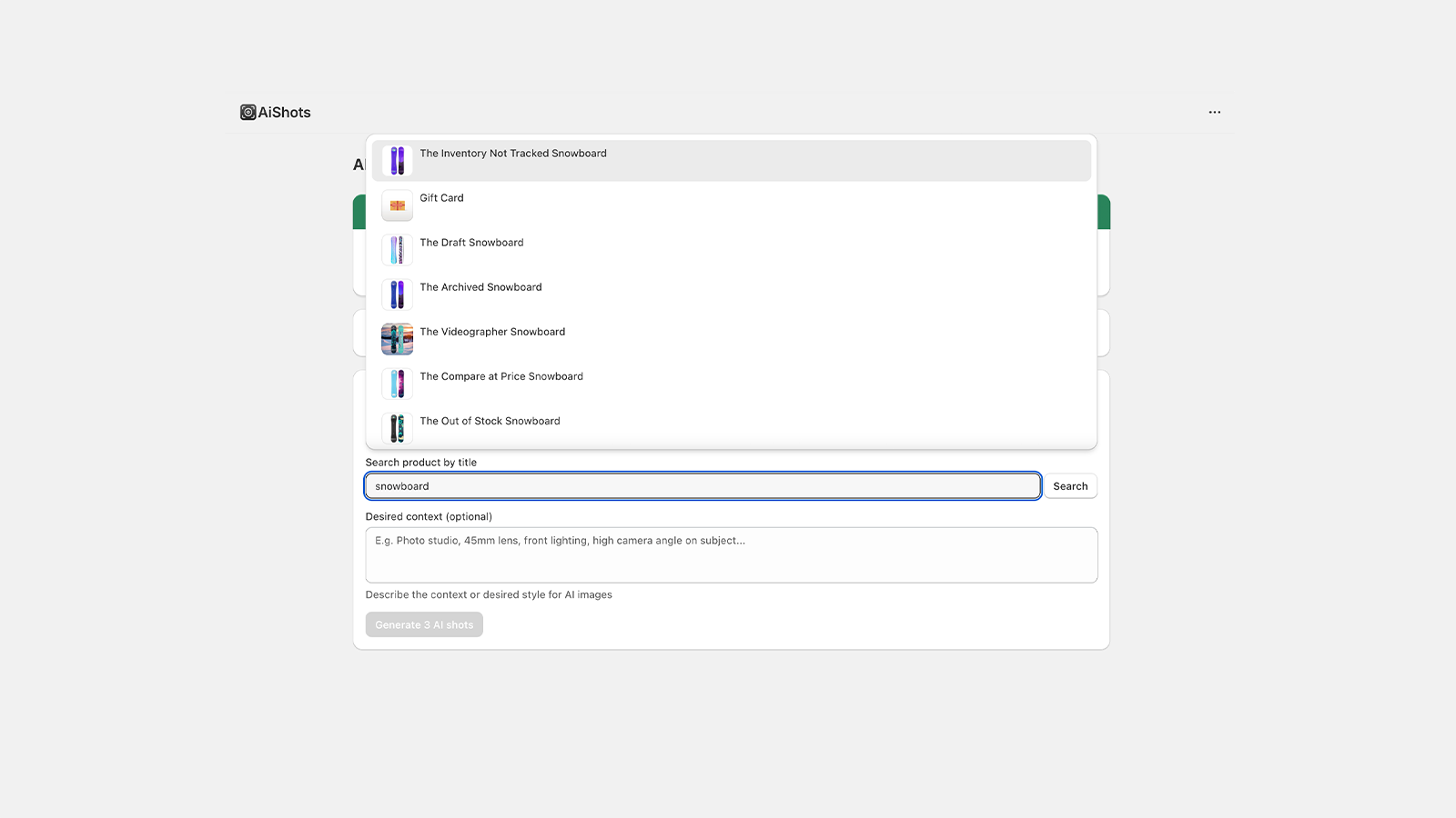 First step, search the product for which you want to generate