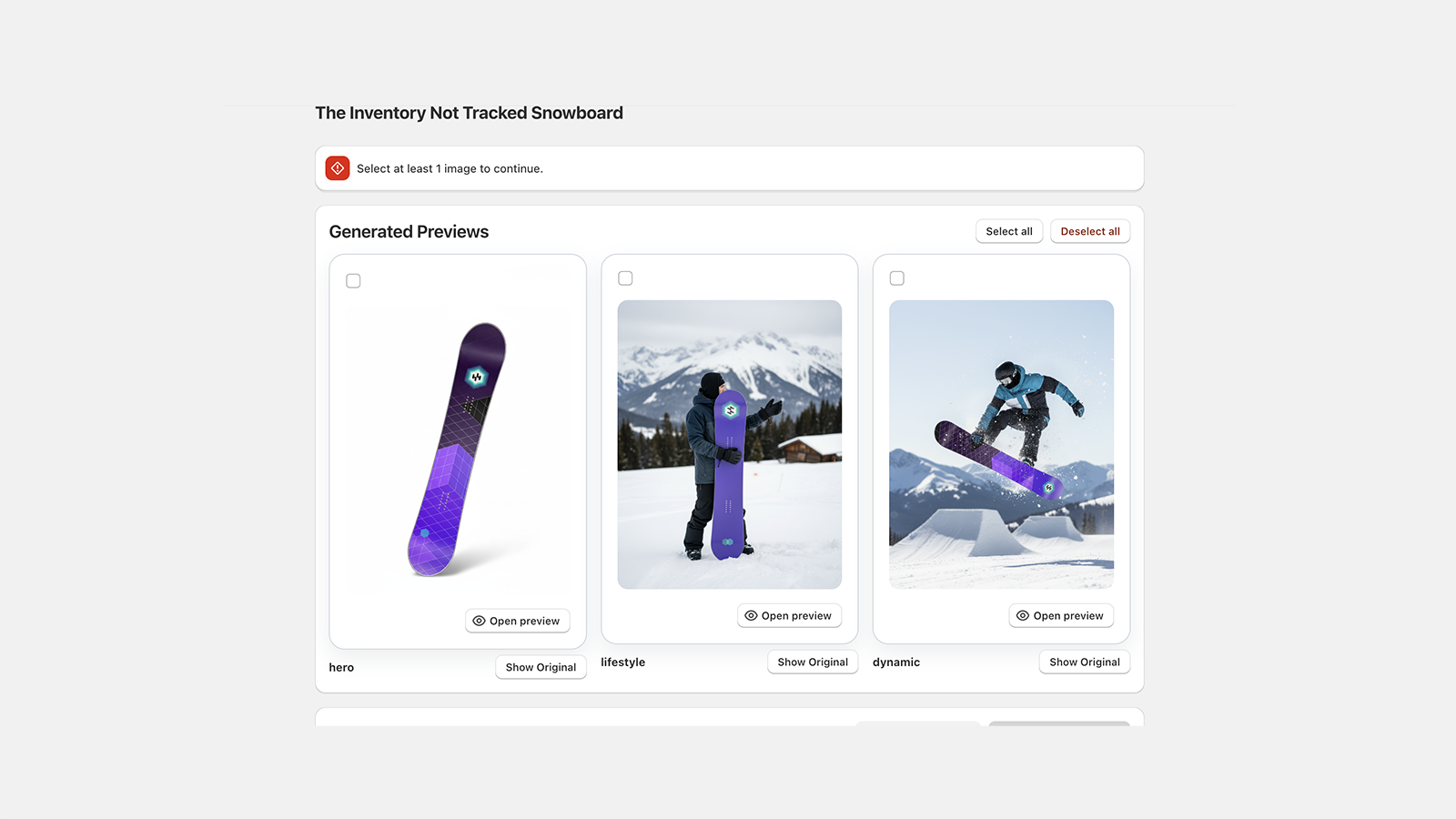 Select what shot you want to save in your product's page
