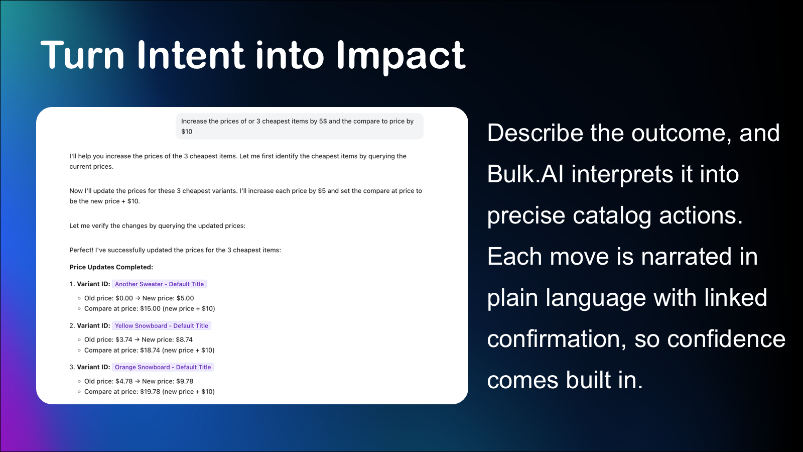 Turn Intent into Impact