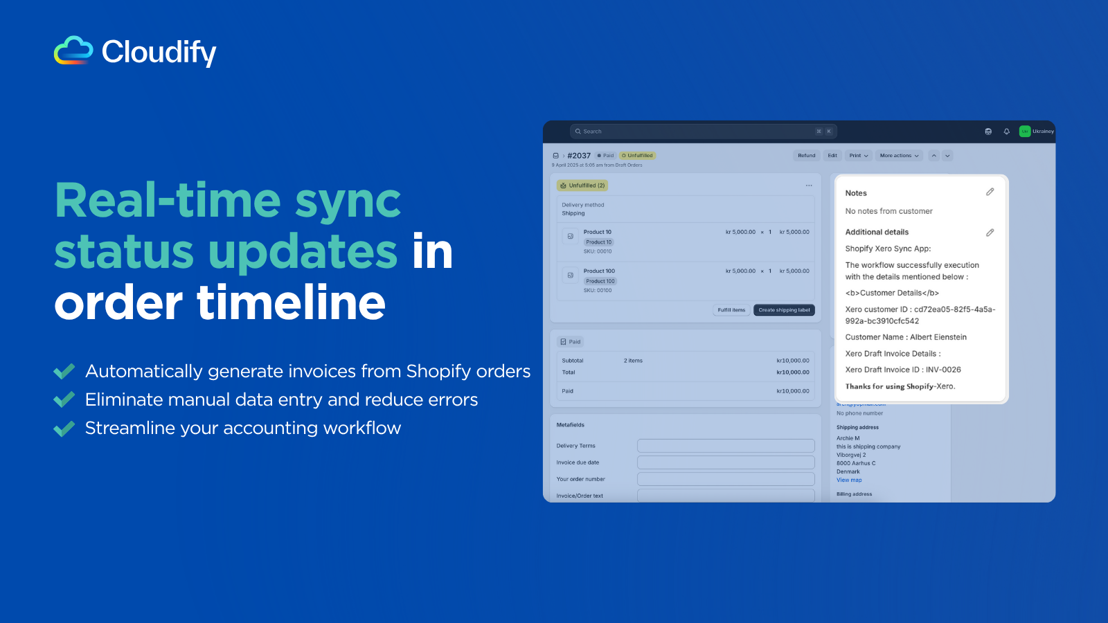 Real-time updates in order timeline