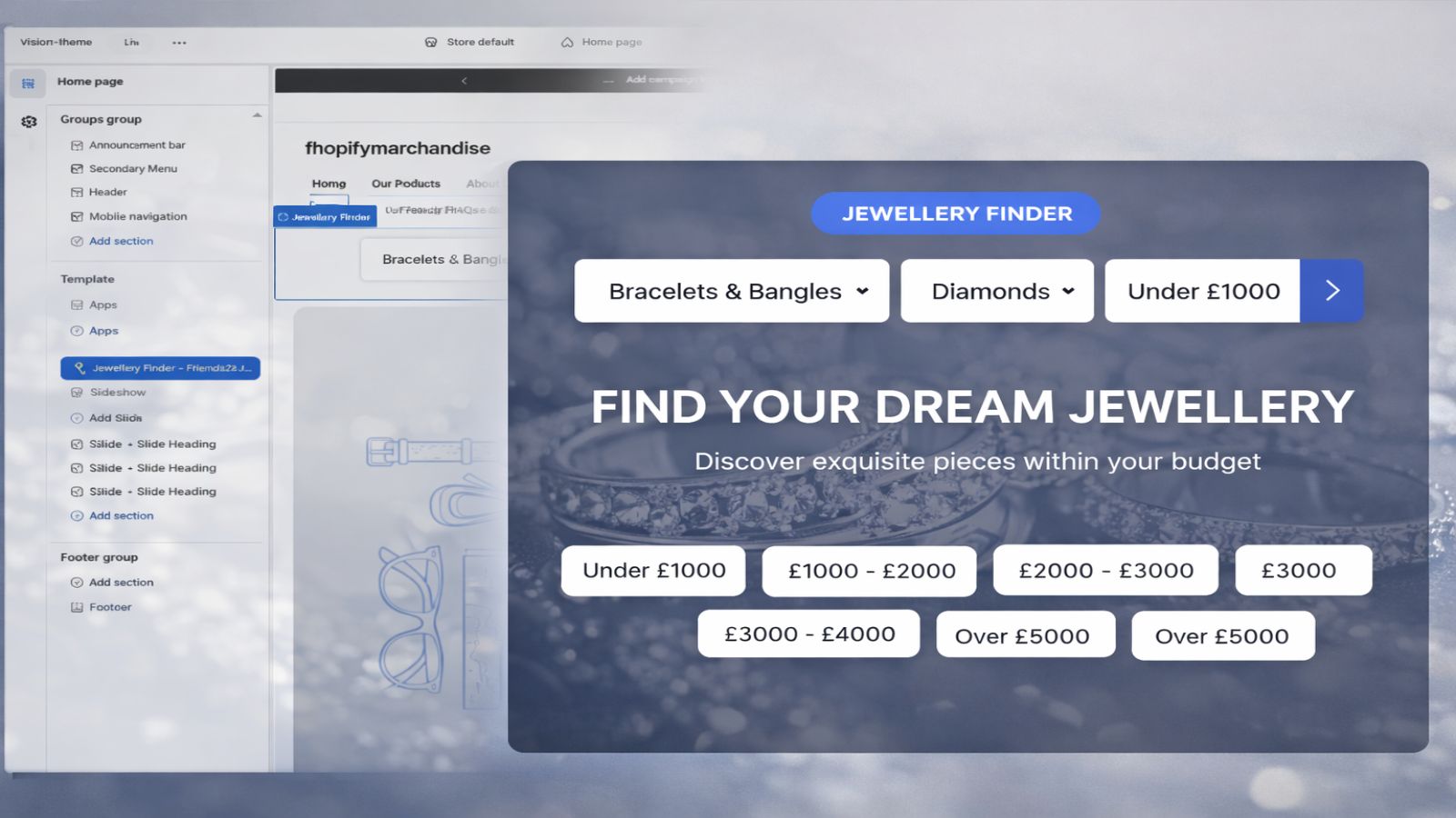 Multi-level jewelry search and category filter