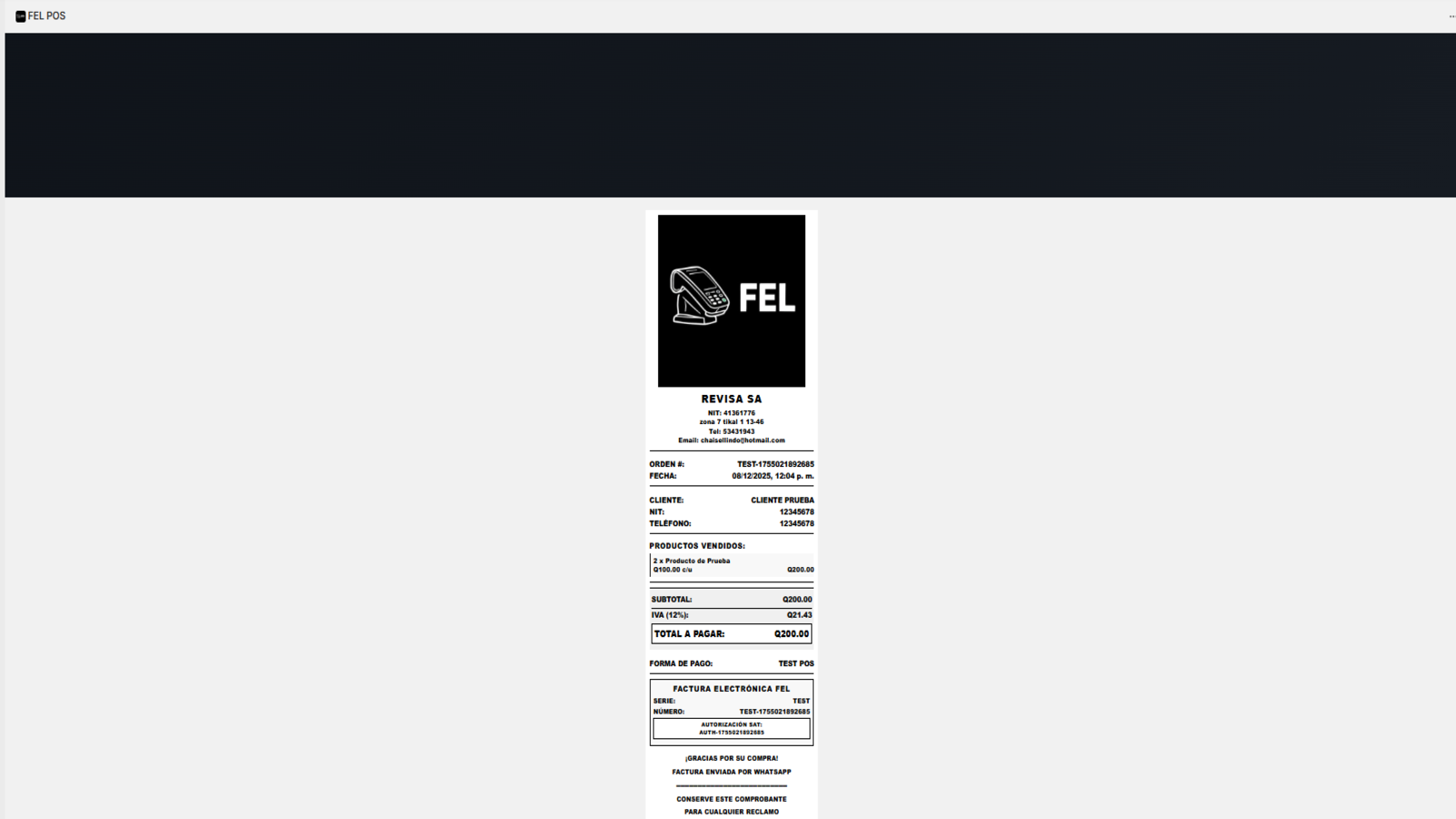 Genera ticket de forma inmediata al facturar.