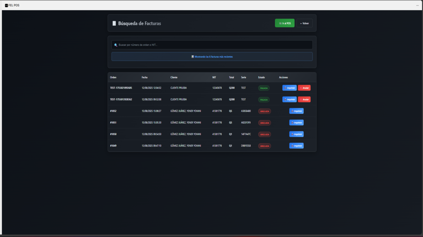 Buscador y anulador de facturas, integrado