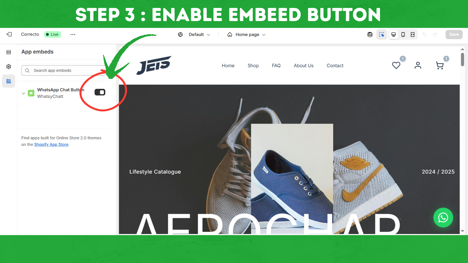 Responsive WhatsApp button on desktop and mobile view