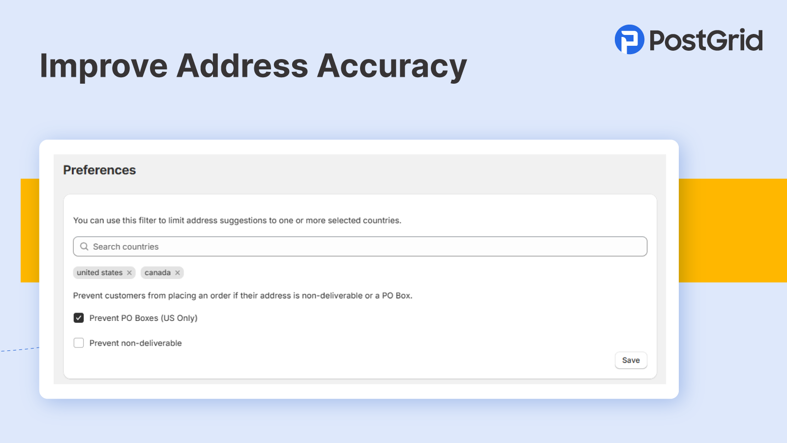 PostGrid Address Verification Preferences