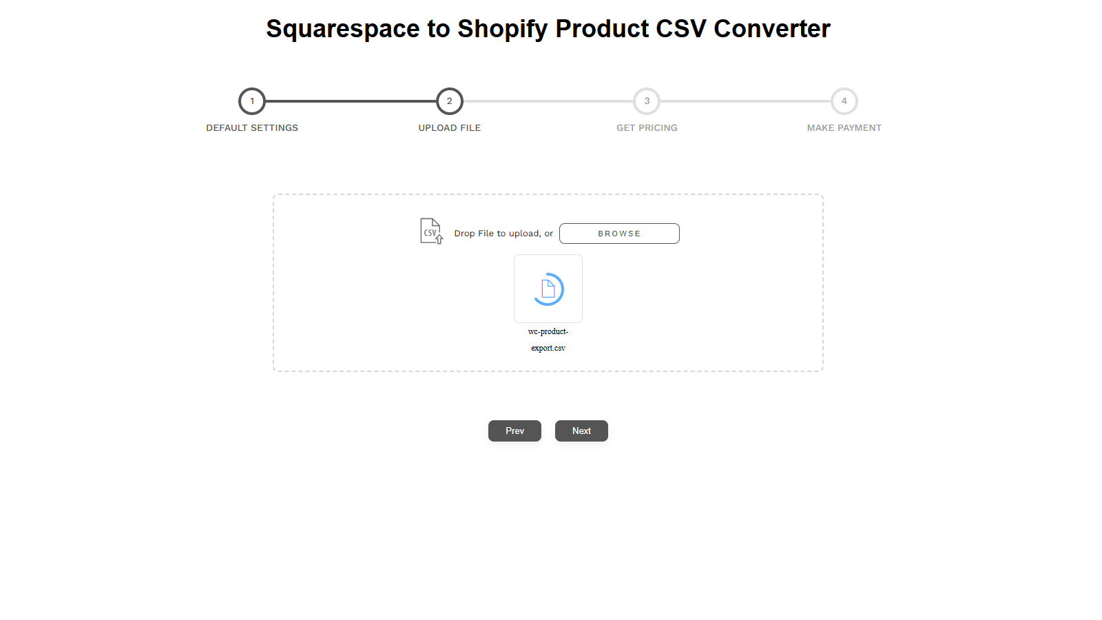 Upload Squarespace product CSV