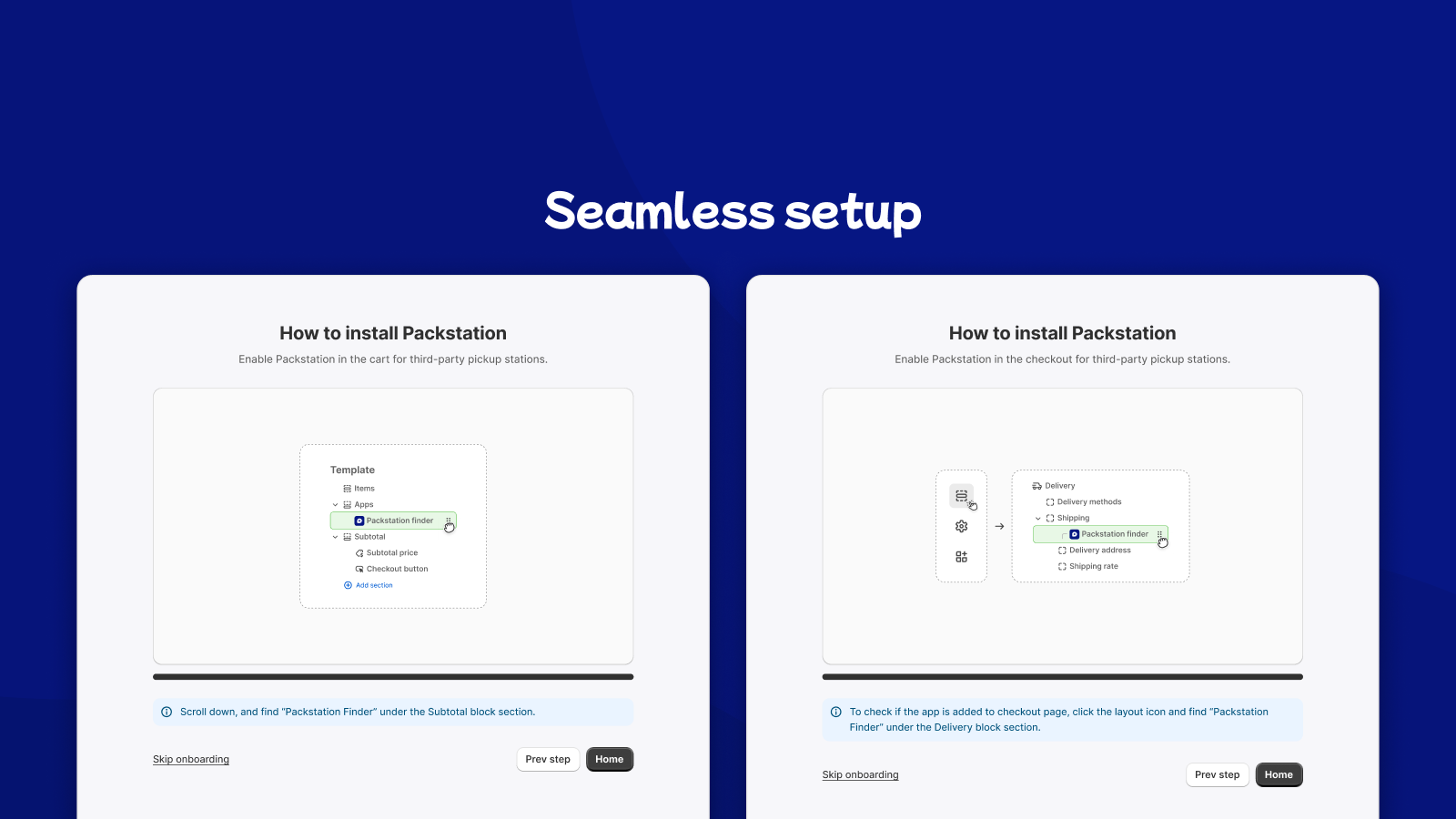 Screenshots of automatic setup capability