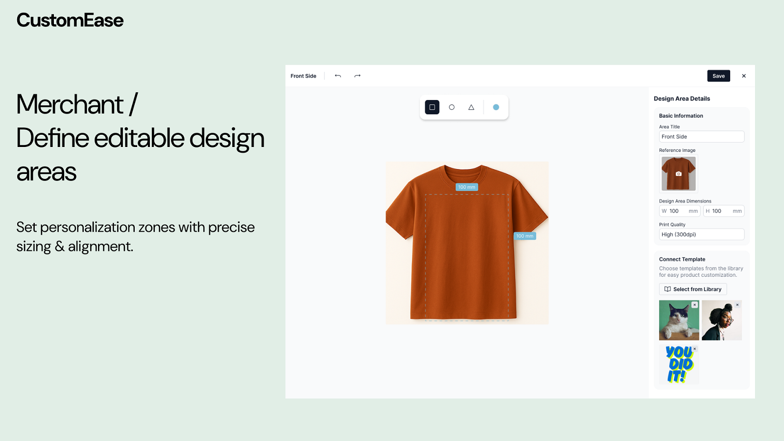Define editable design areas