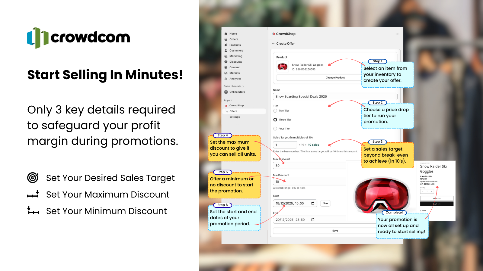 Easy to setup in minutes and start selling.
