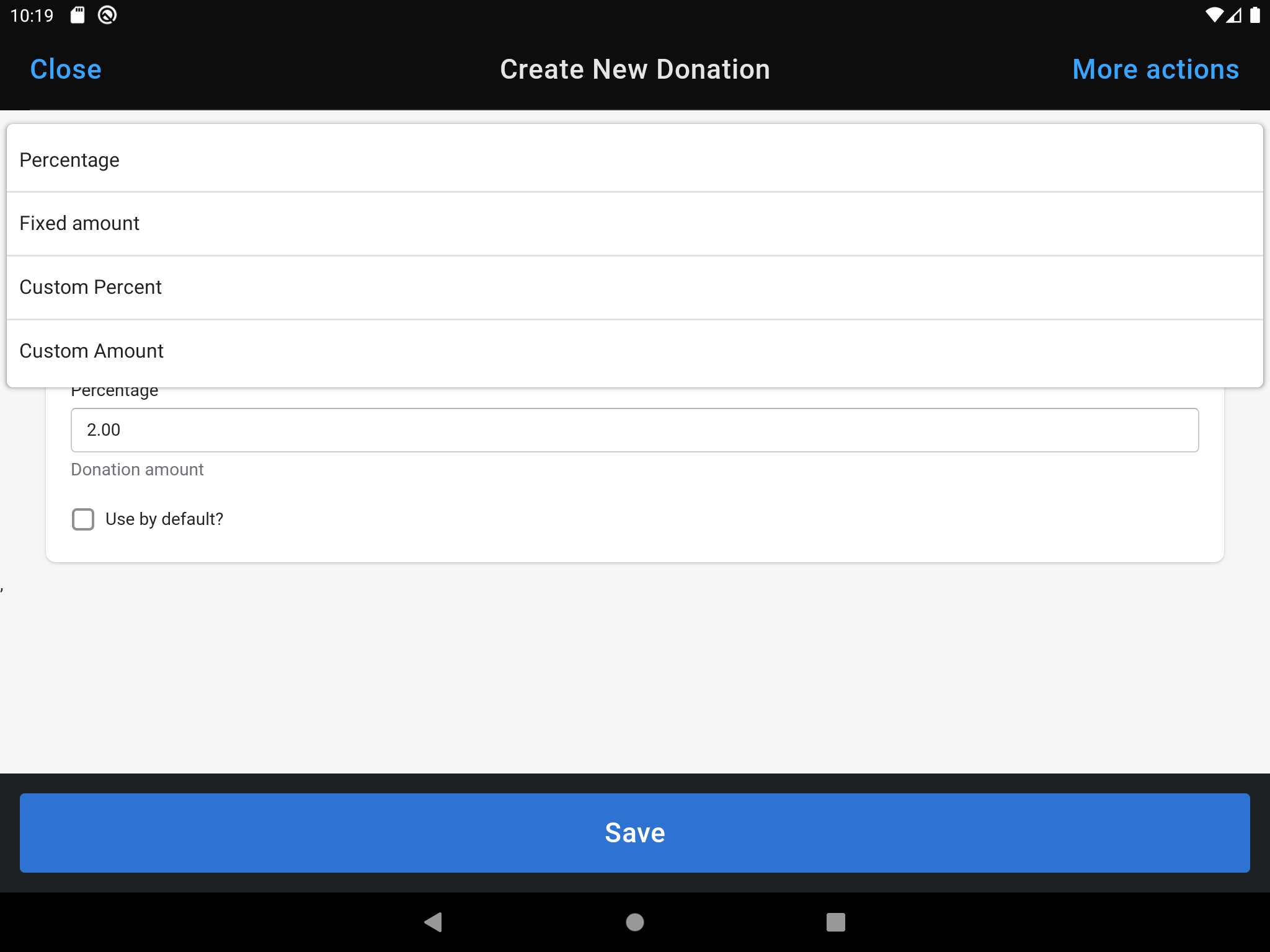 All available donation types