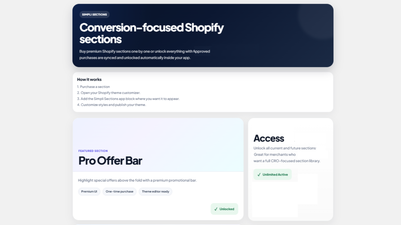 Browse and add high-converting sections in seconds