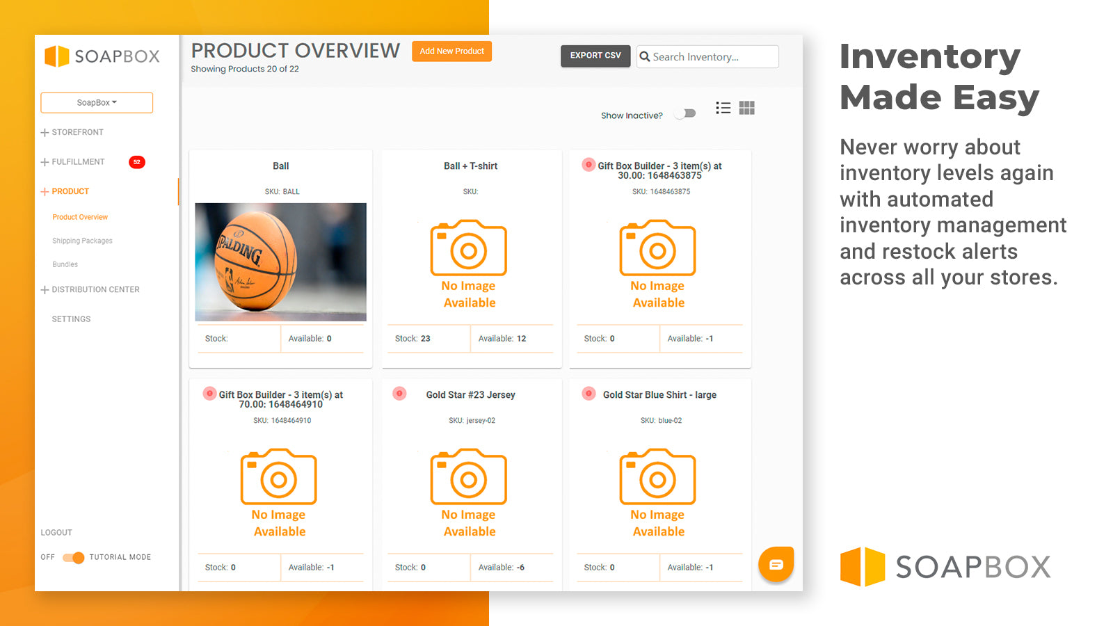 Inventory management software and product management