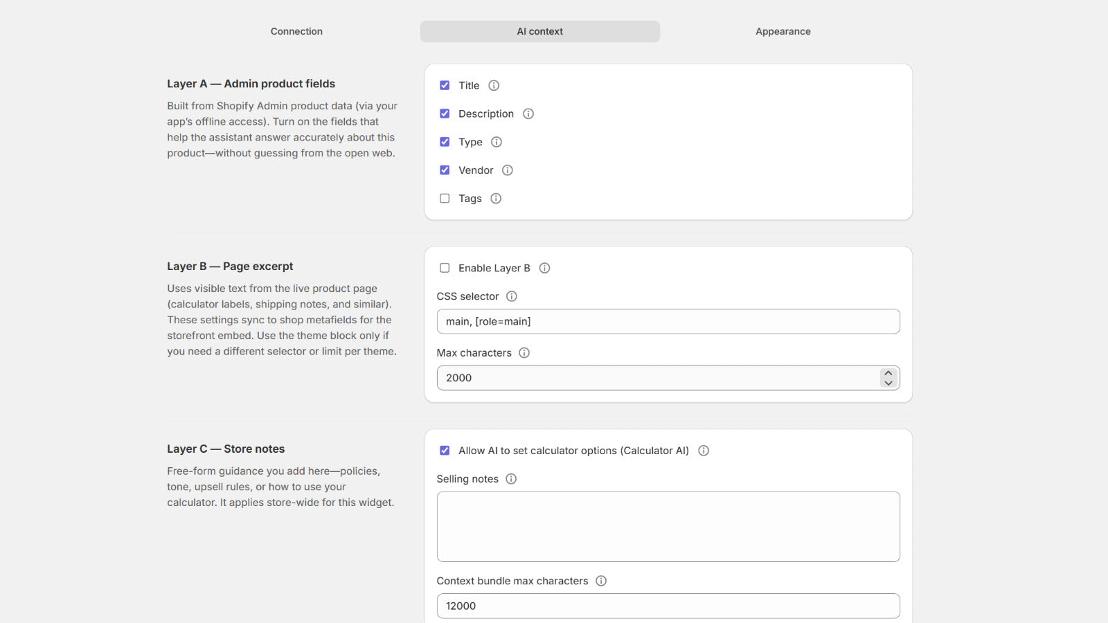Set ai context from multiple sources for accurate responses