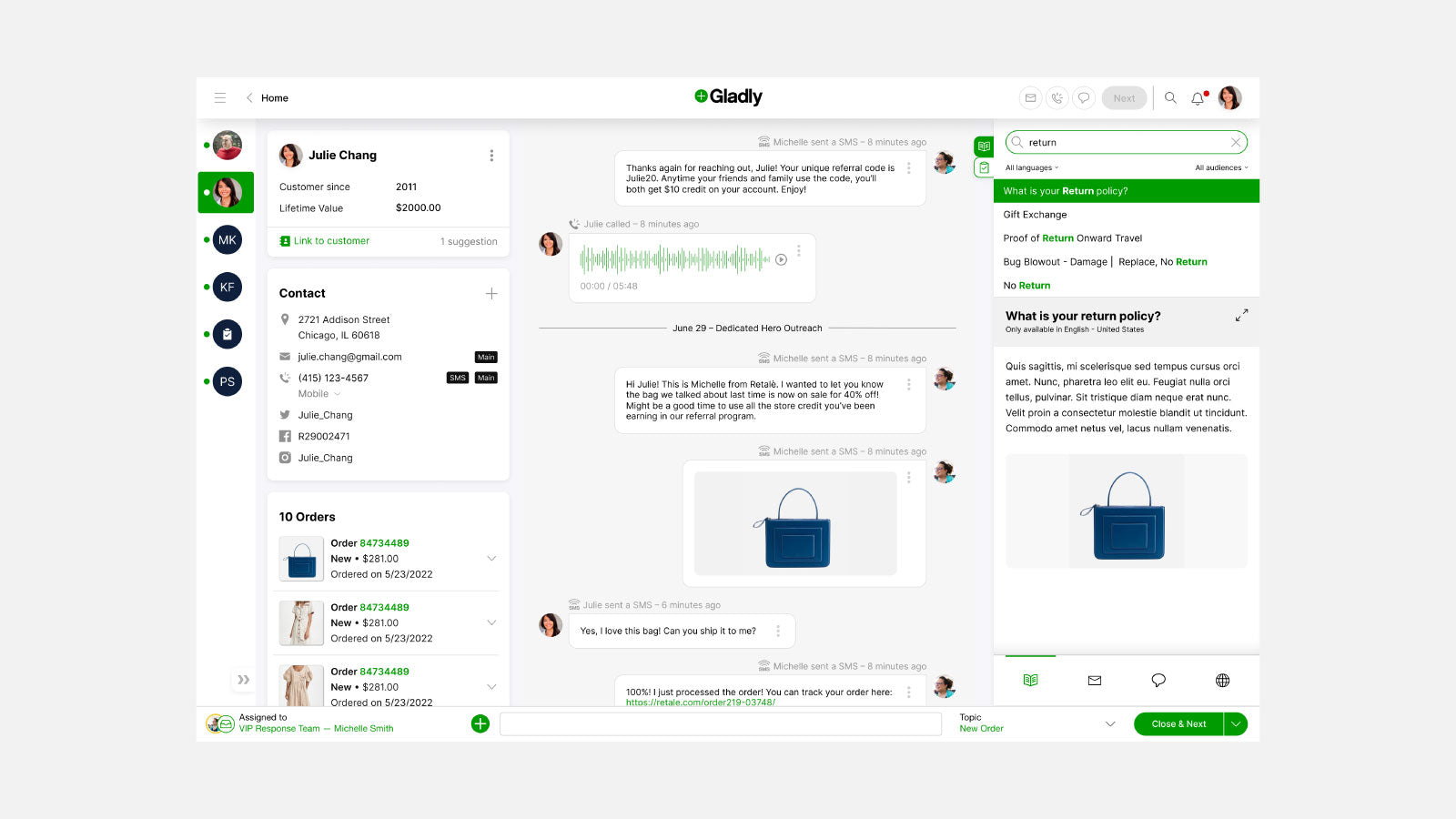 Gladly Built-In Knowledge Base