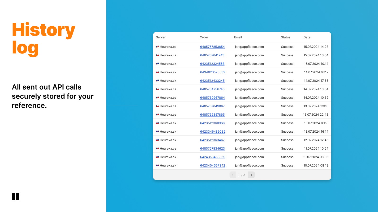 Heureka - History log of sent out questionnaires