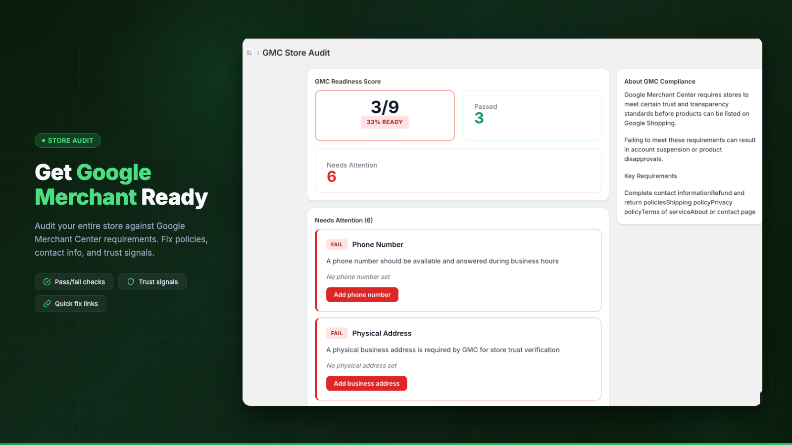 Check Google Merchant Center (GMC) Compliance