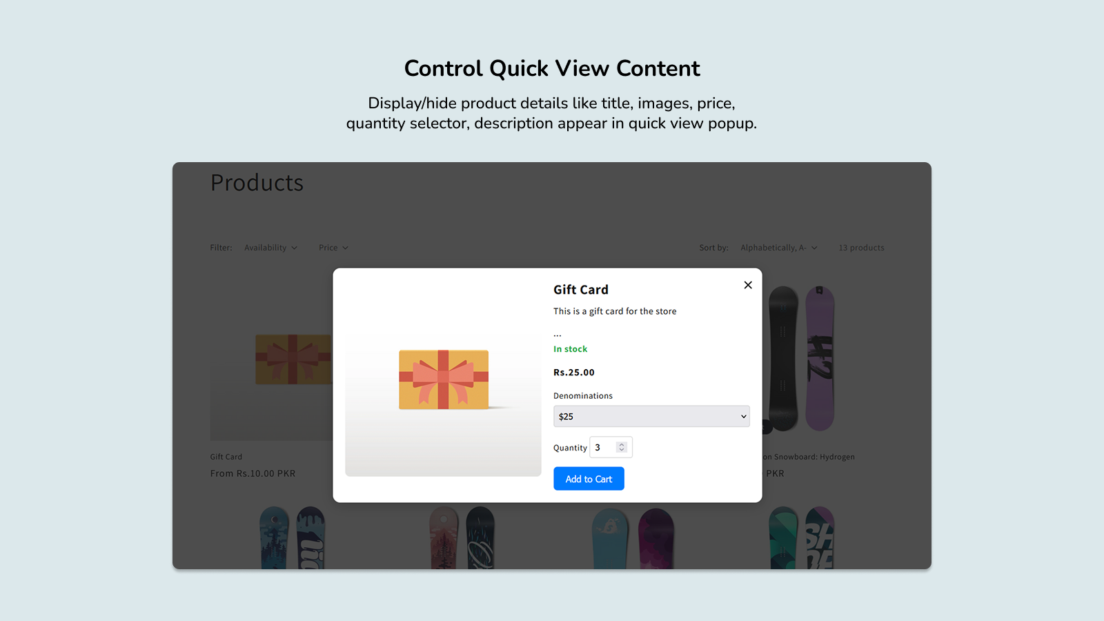 Choose What to Display in Quick View Popup Shopify